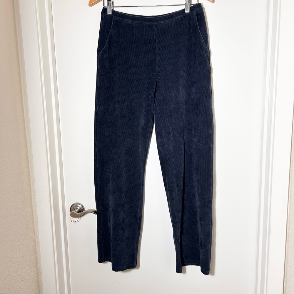 $89 L. L. Bean Womens Corduroy Pants Small Navy Stretch Elastic Waist Pull on